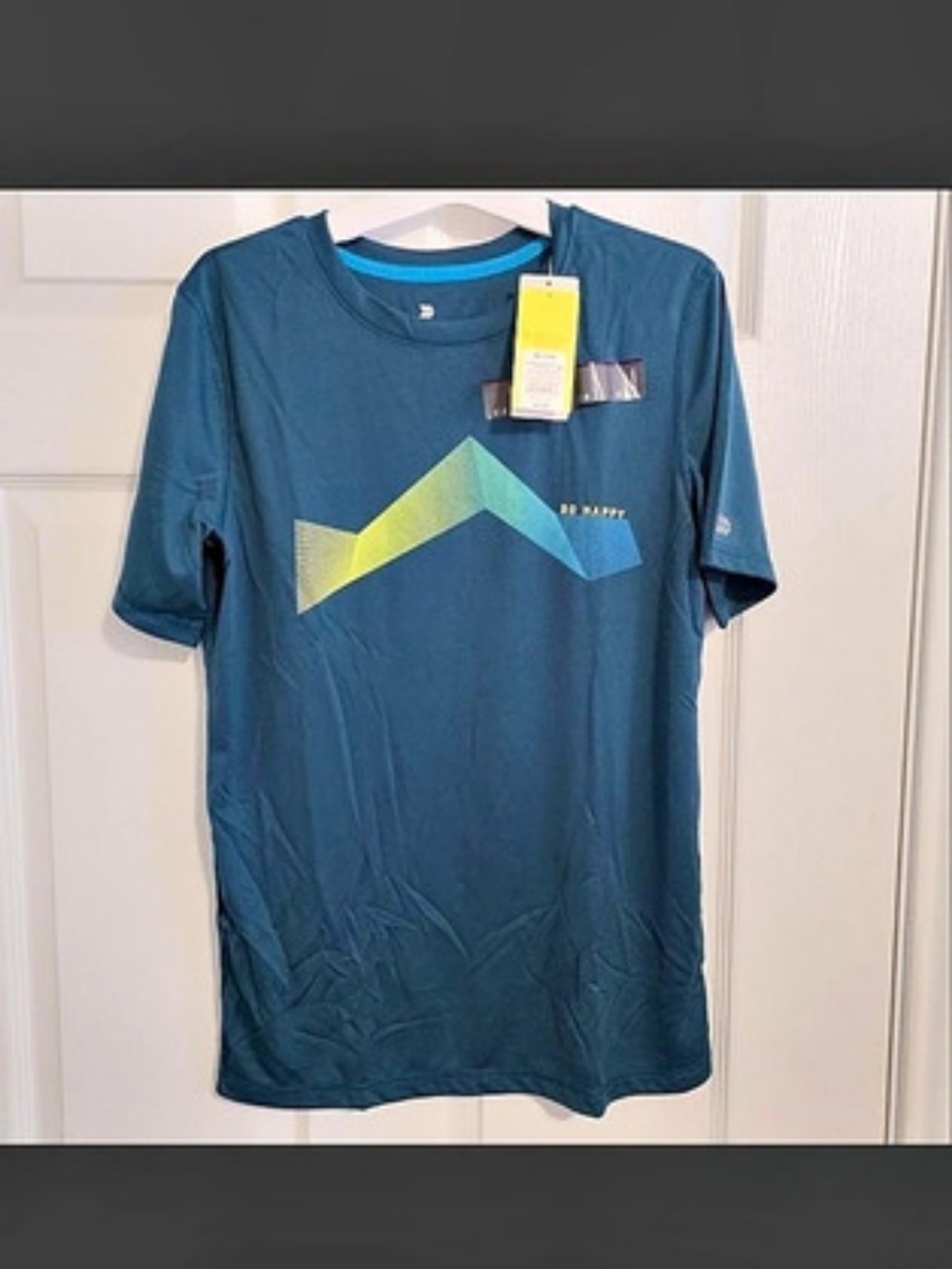 All in Motion Boys Short Sleeve Graphic Active T-Shirt Blue & Green XL
